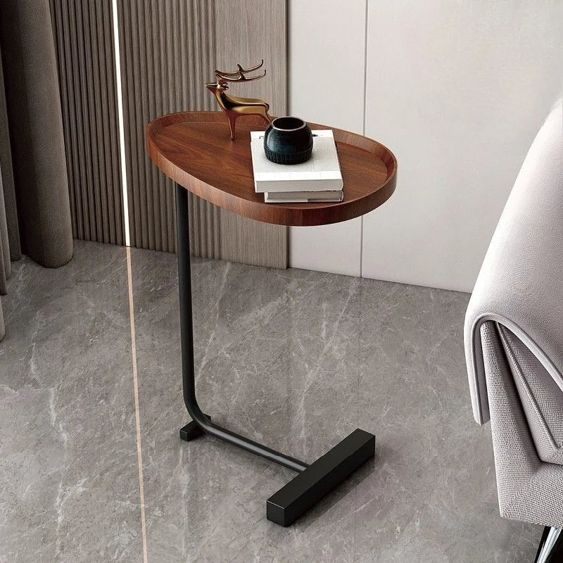 C-Förmiger Mobiler Beistelltisch - Oval Marmor-Optik - Image 4
