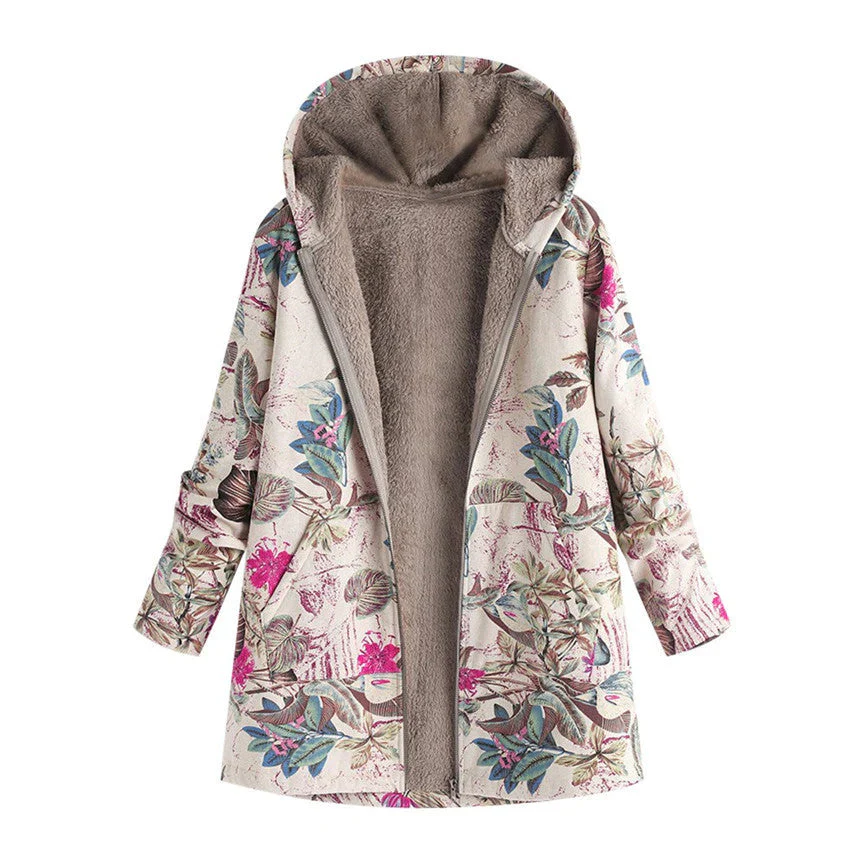 Damen Bedruckte Jacke - Kapuze mit Weichem Futter - Image 4