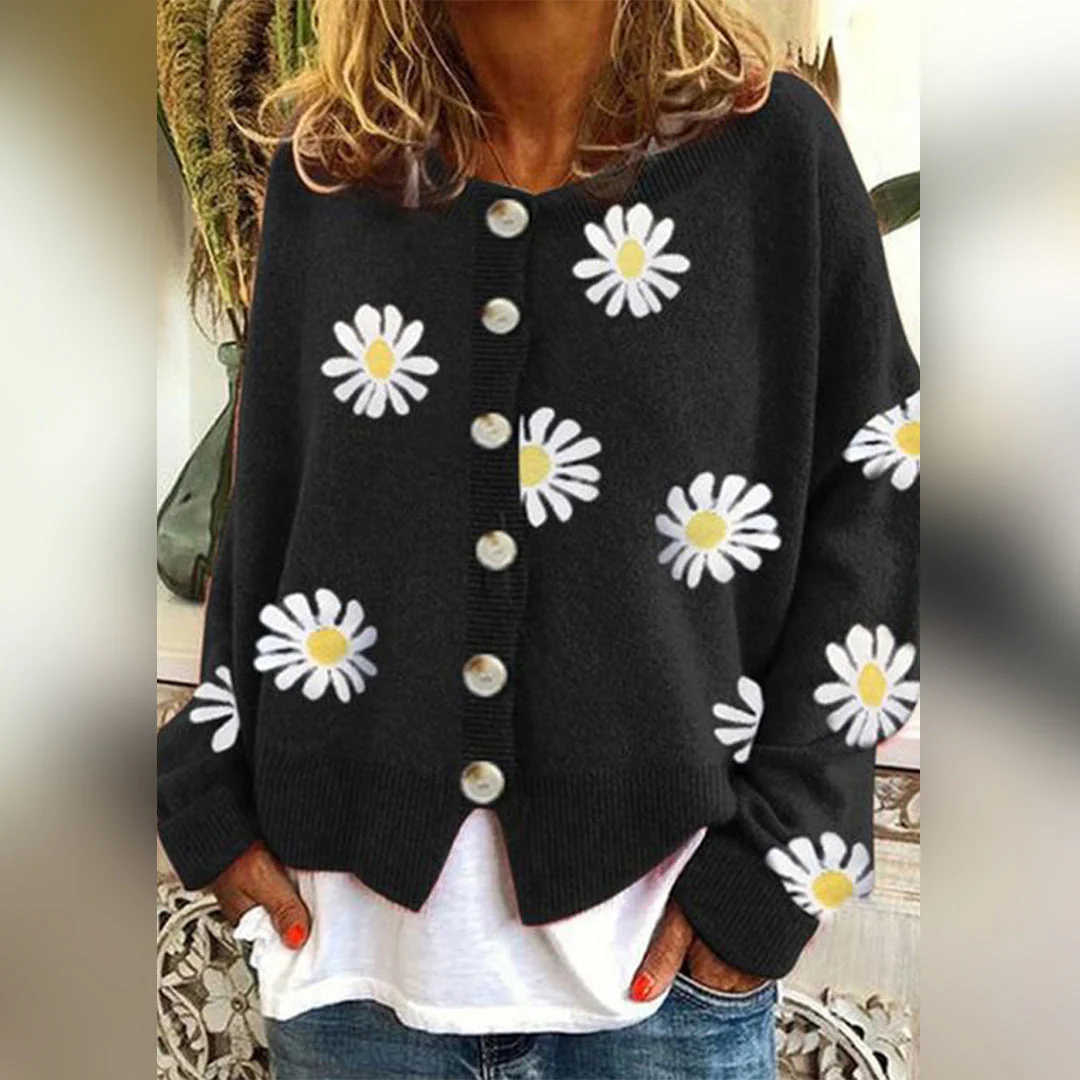 Damen-Blumen-Strick-Cardigan - Warm und Stilvoll - Image 3