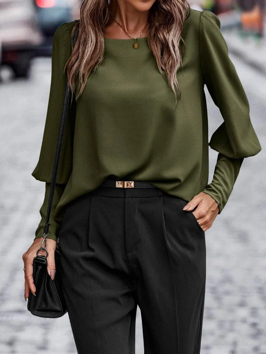 Damen Bluse mit Puffärmeln - Rundhals & lockere Passform - Image 3