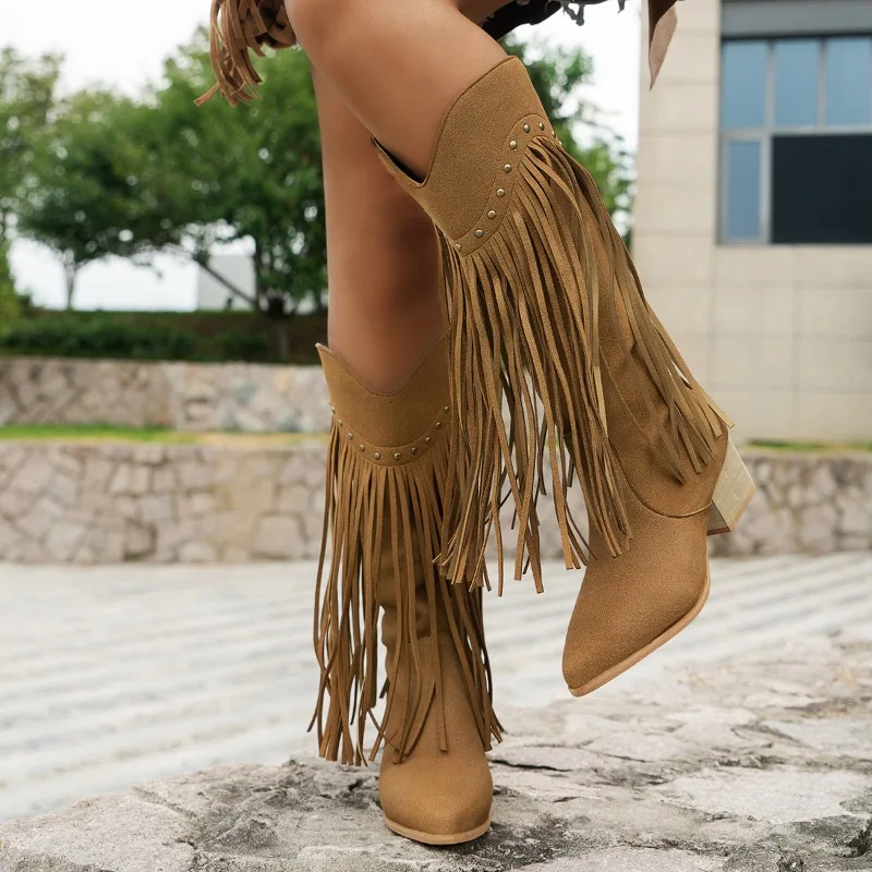 Damen Cowboystiefel aus Wildleder – Western-Stil mit Fransen - Image 2