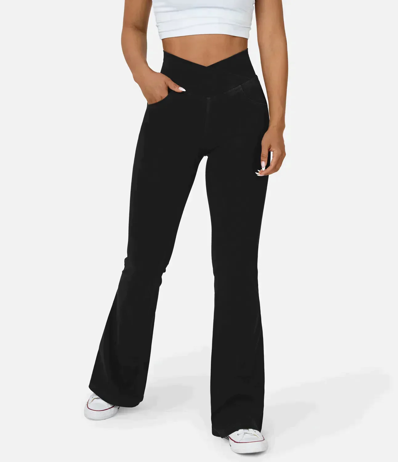 Damen Crossover-Jeans mit Ausgestelltem Bein - Hoher Bund und Stretch - Image 4