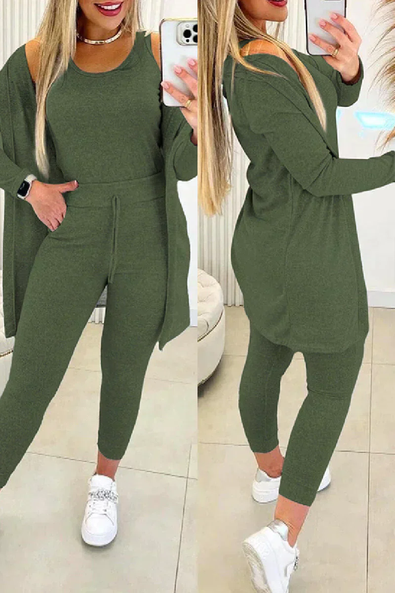 Damen Dreiteiliges Set - Cardigan, Tanktop & Leggings