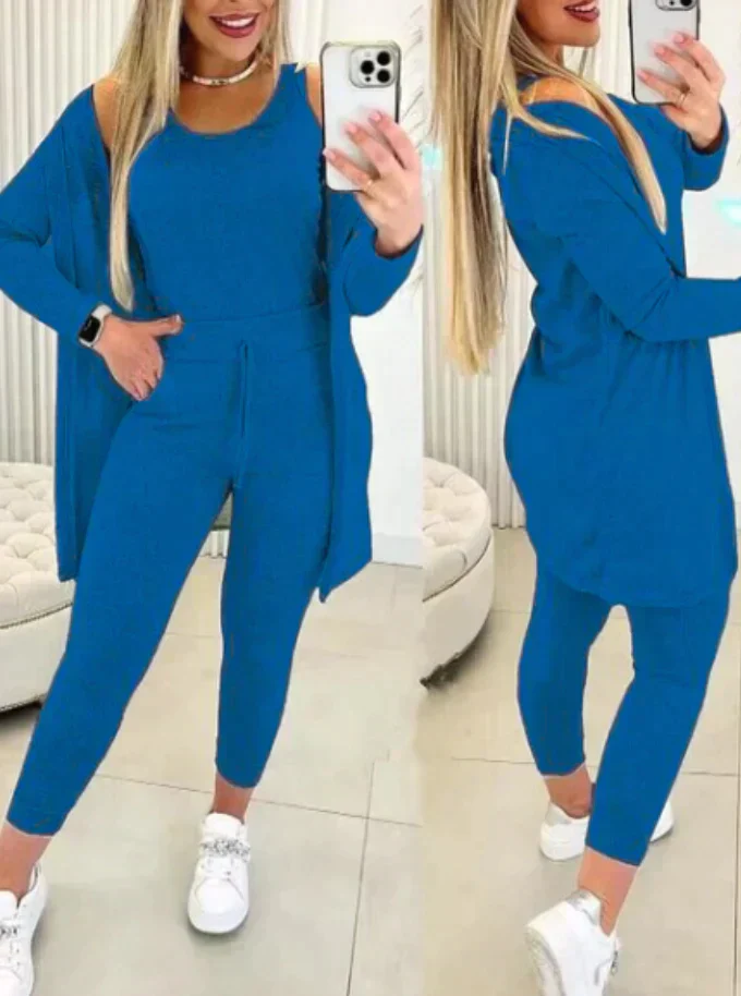 Damen Dreiteiliges Set - Cardigan, Tanktop & Leggings - Image 7