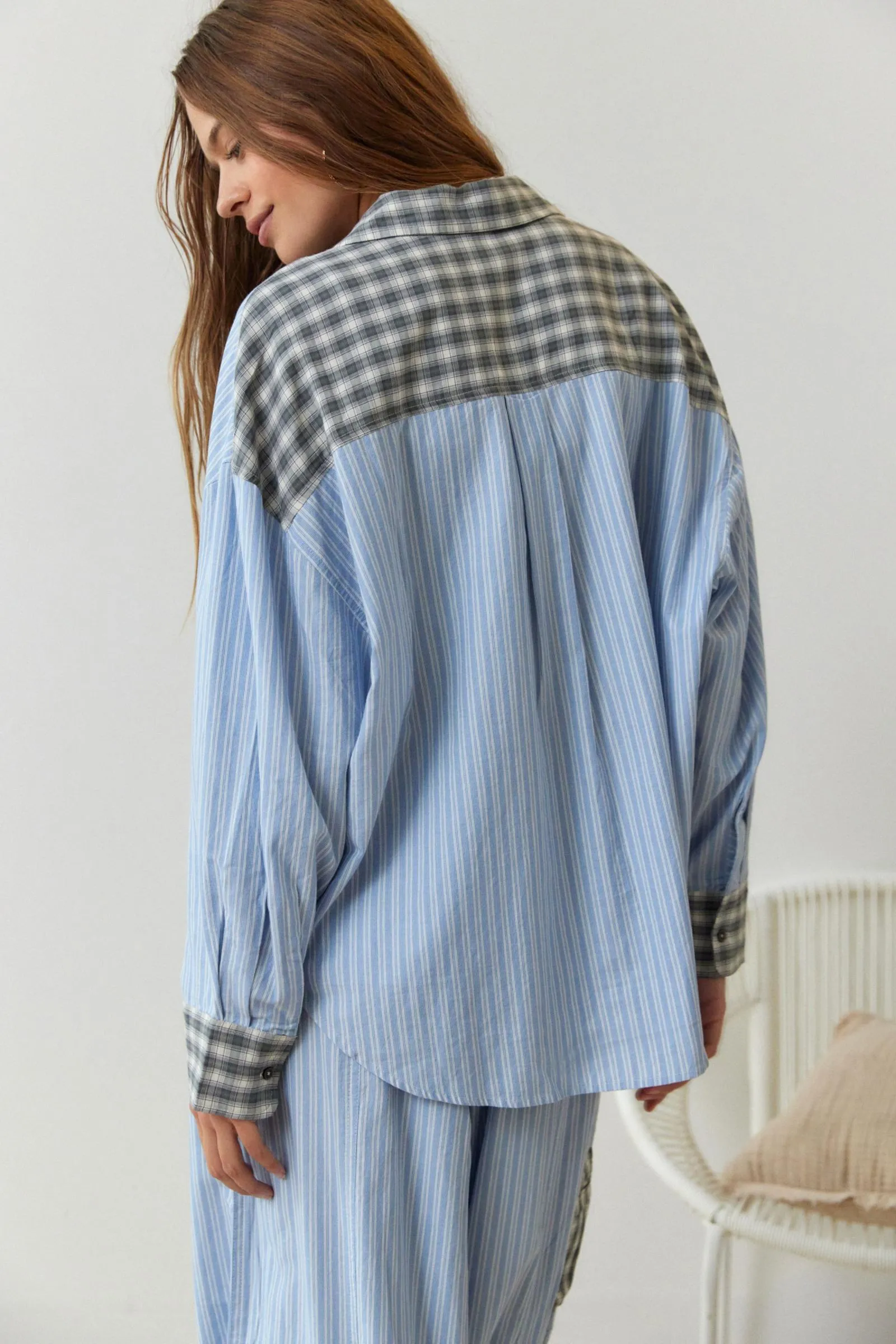 Damen Gestreiftes Pyjama-Set mit Karomuster - Hemd & Hose - Image 5