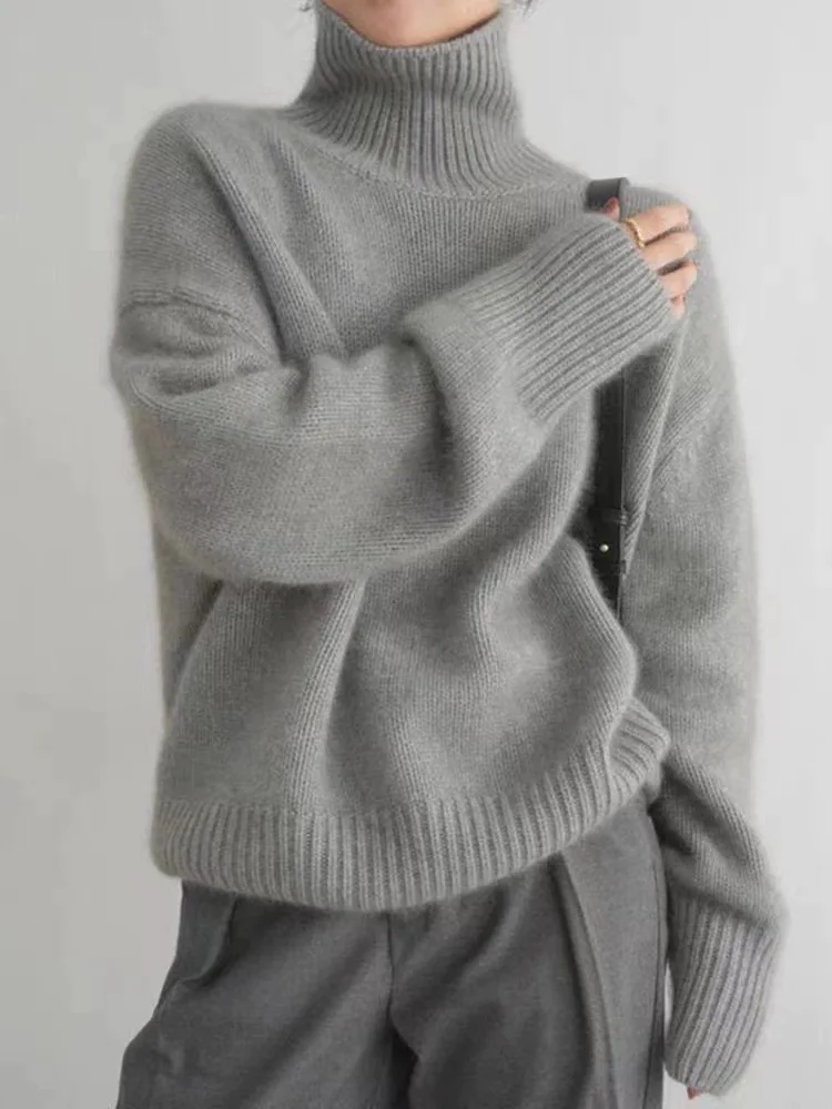 Damen Gestrickter Rollkragenpullover - Gemütliche Oversize-Passform - Image 2