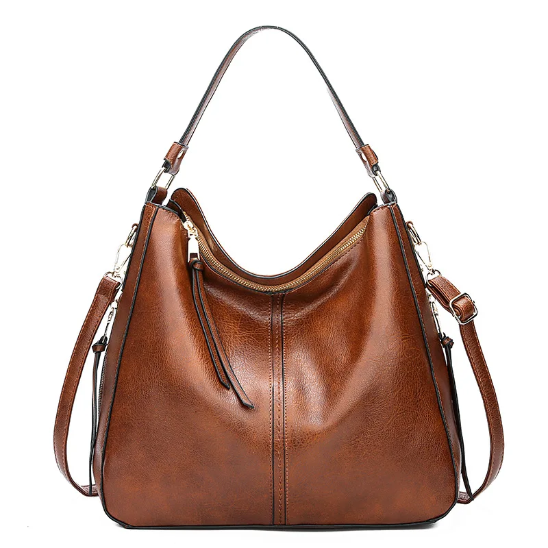 Damen Halbmond-Schultertasche - Hobo-Stil, Reißverschluss & Tragegriff - Image 3