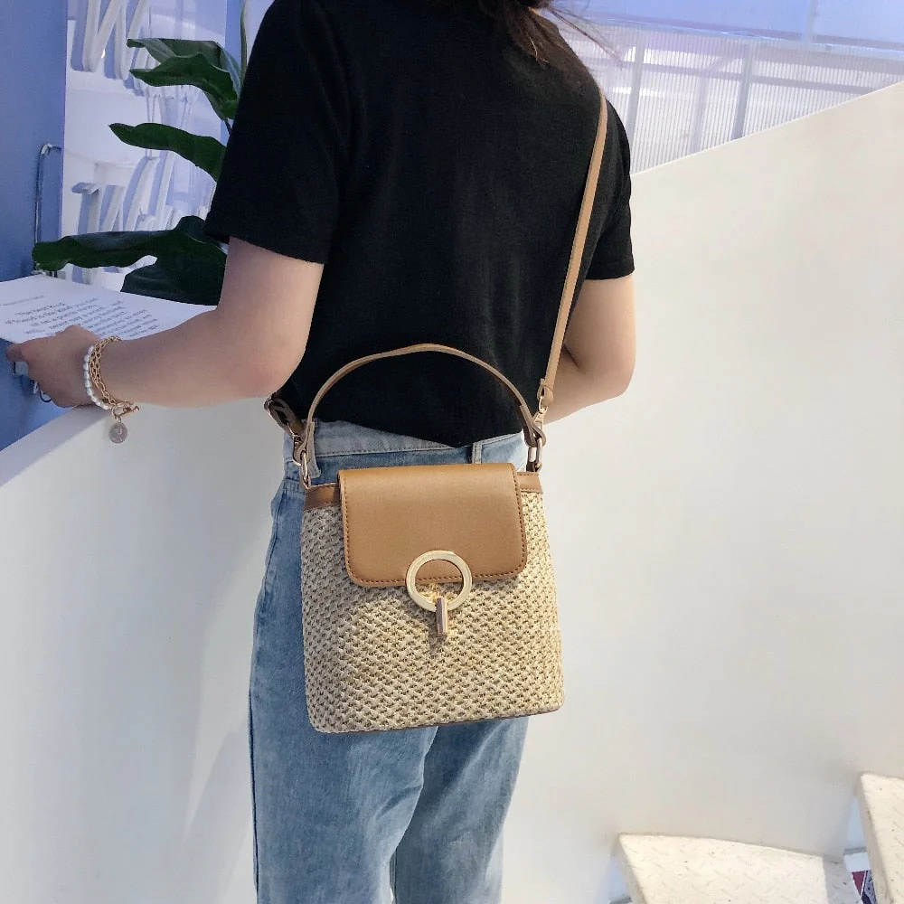 Damen Handtasche - Stroh Eimer Stil - Image 3