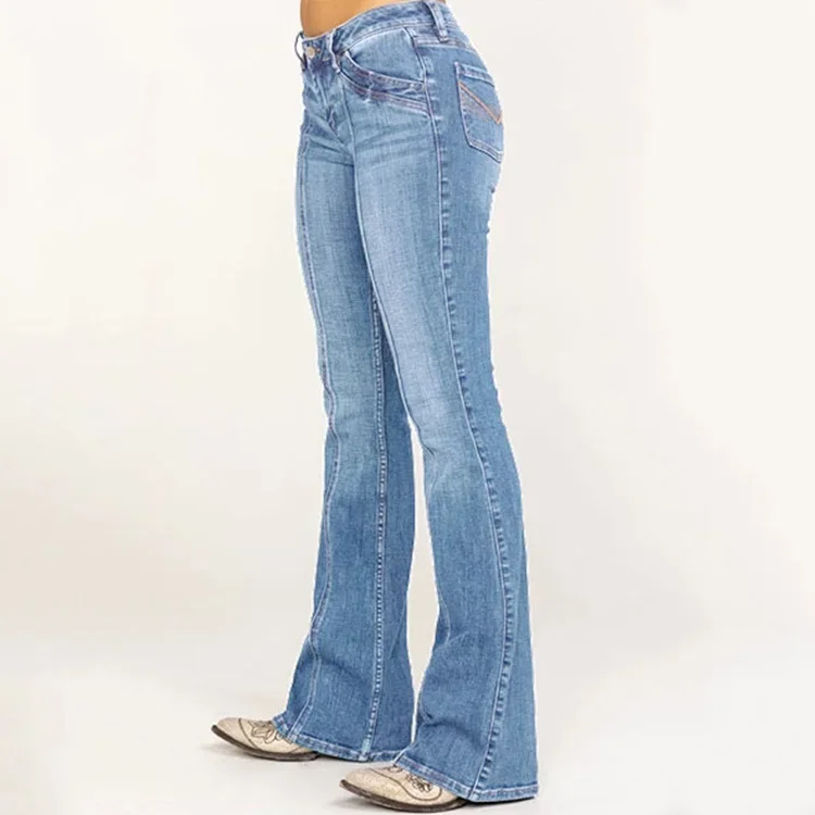 Damen Hoch Taillierte Schlagjeans - Frontnaht & Stretch-Passform - Image 4