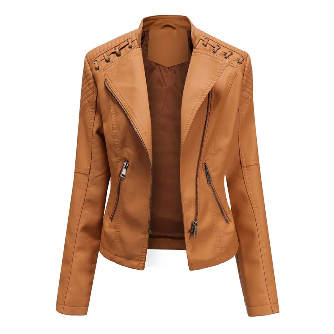 Damen Jacke im Moto-Stil - Geschnürte Schulterdetails - Image 5