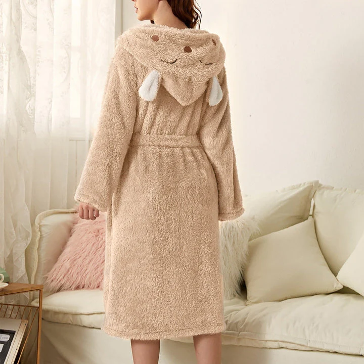 Damen Kapuzen-Bademantel - Weiche Robe mit Charakter-Ohren - Image 2