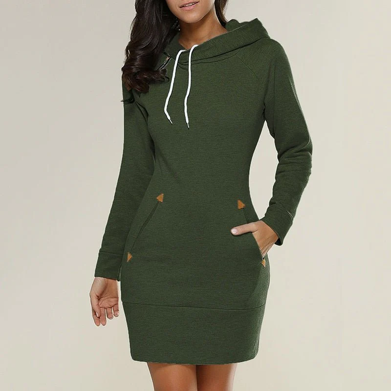 Damen Kapuzen-Jumper-Kleid - Entspannt & Über-dem-Knie - Image 3