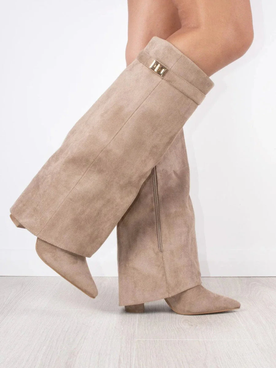 Damen Kniehohe Stiefel mit Schlupfpassform - Zum Hineinschlüpfen & Spitze Zehenkappe - Image 4