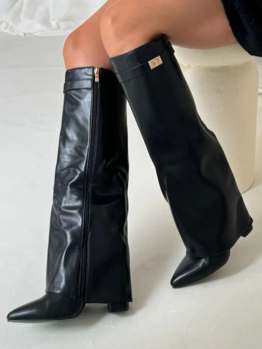 Damen Kniehohe Stiefel mit Schlupfpassform - Zum Hineinschlüpfen & Spitze Zehenkappe - Image 7