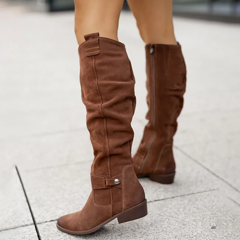 Damen Kniehohe Winterstiefel - Slouchy & Niedriger Absatz - Image 8
