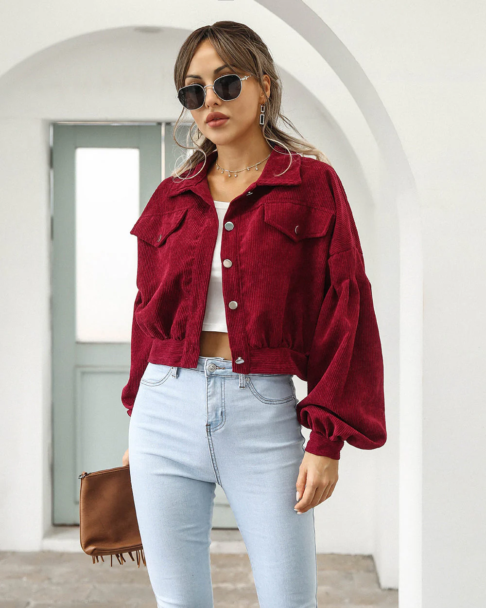 Damen Kurze Jeansjacke - Eleganter Cord-Stil - Image 7