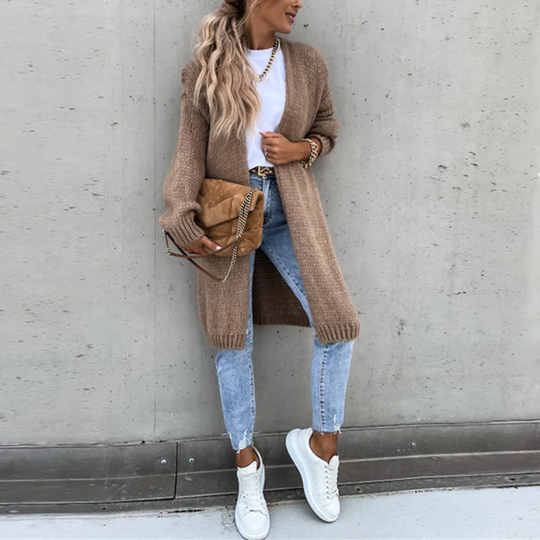 Damen Lange Strickjacke – Stil mit offener Vorderseite - Image 9