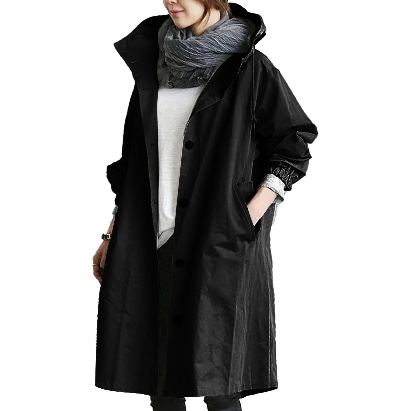 Damen Lange Wasserdichte Jacke - Verstellbare Kapuzenfunktion - Image 3