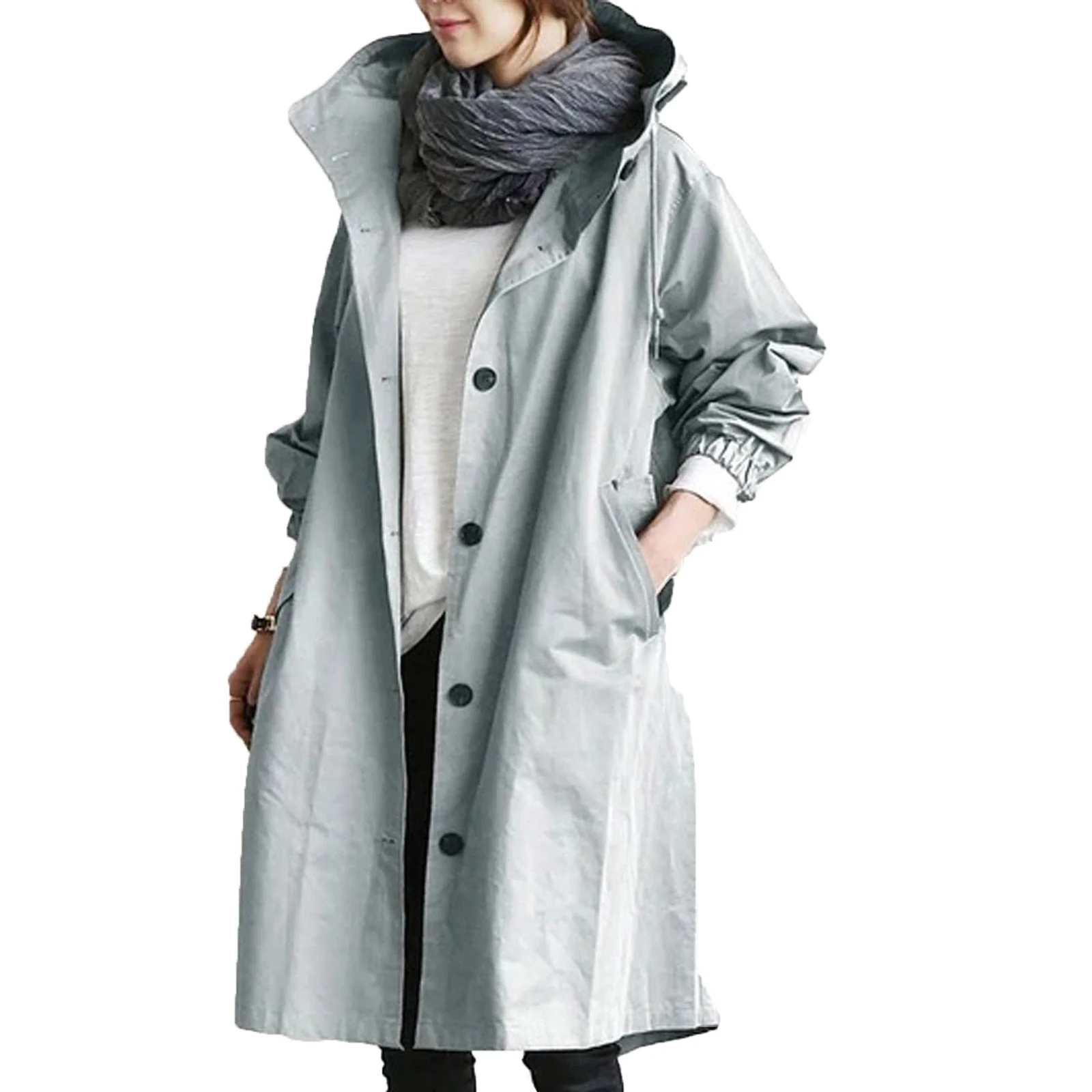 Damen Lange Wasserdichte Jacke - Verstellbare Kapuzenfunktion - Image 6