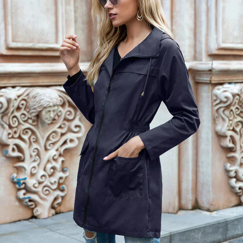 Damen Lange Wasserdichte Jacke - Verstellbare Taillenform - Image 4