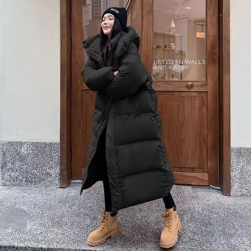Damen Langer Oversize Puffer-Mantel - Mit Kapuze und Hohem Kragen - Image 3