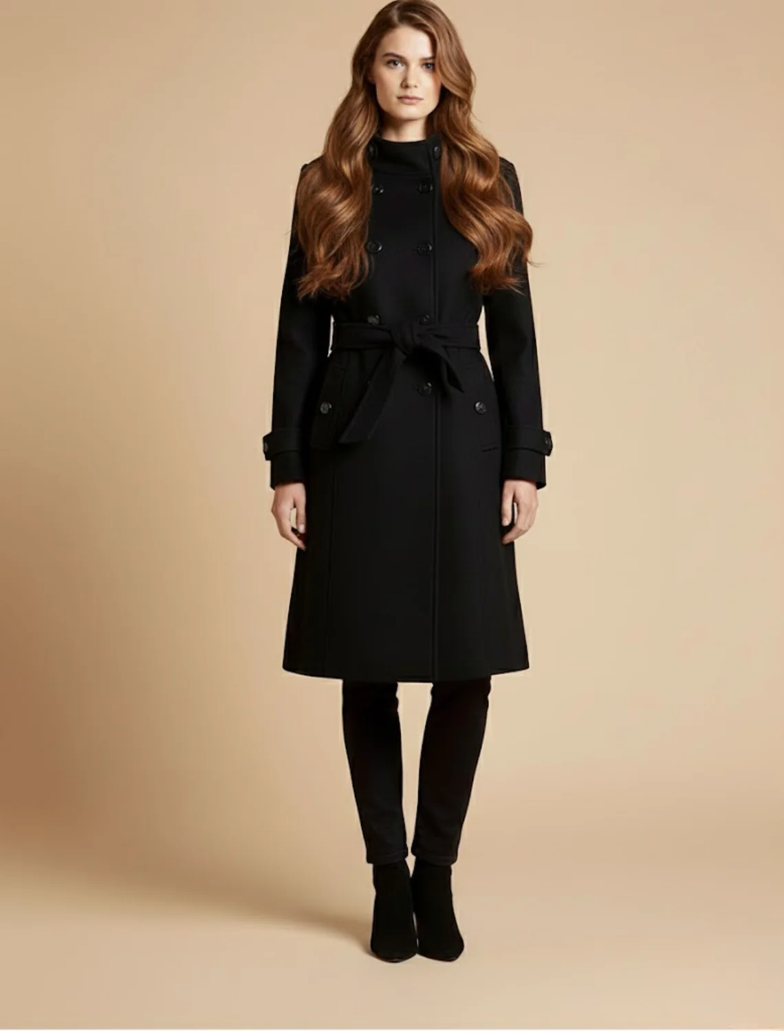 Damen Langer Wintermantel – Zweireihiger mit Gürtel - Image 3