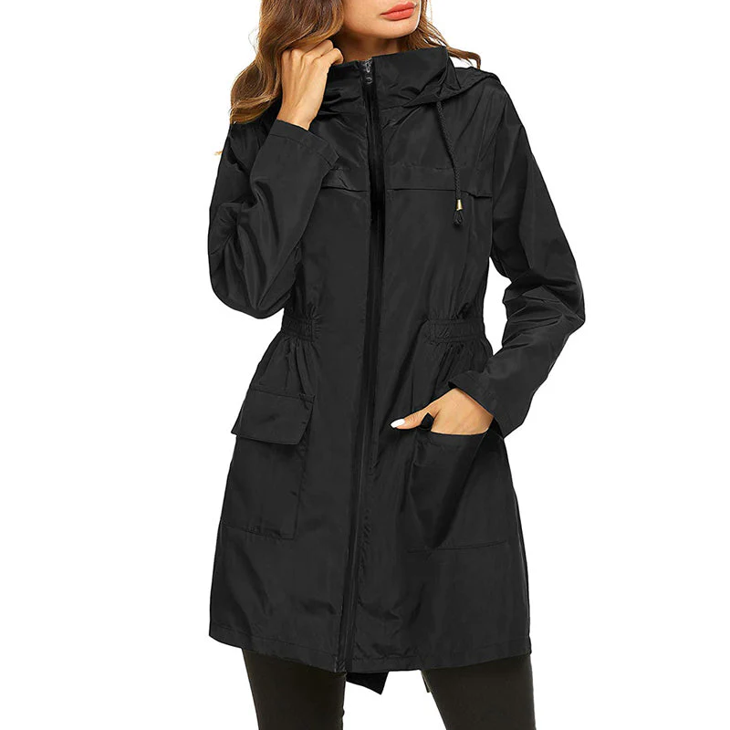 Damen Leichte Wasserdichte Jacke - Elastische Taille Design - Image 3