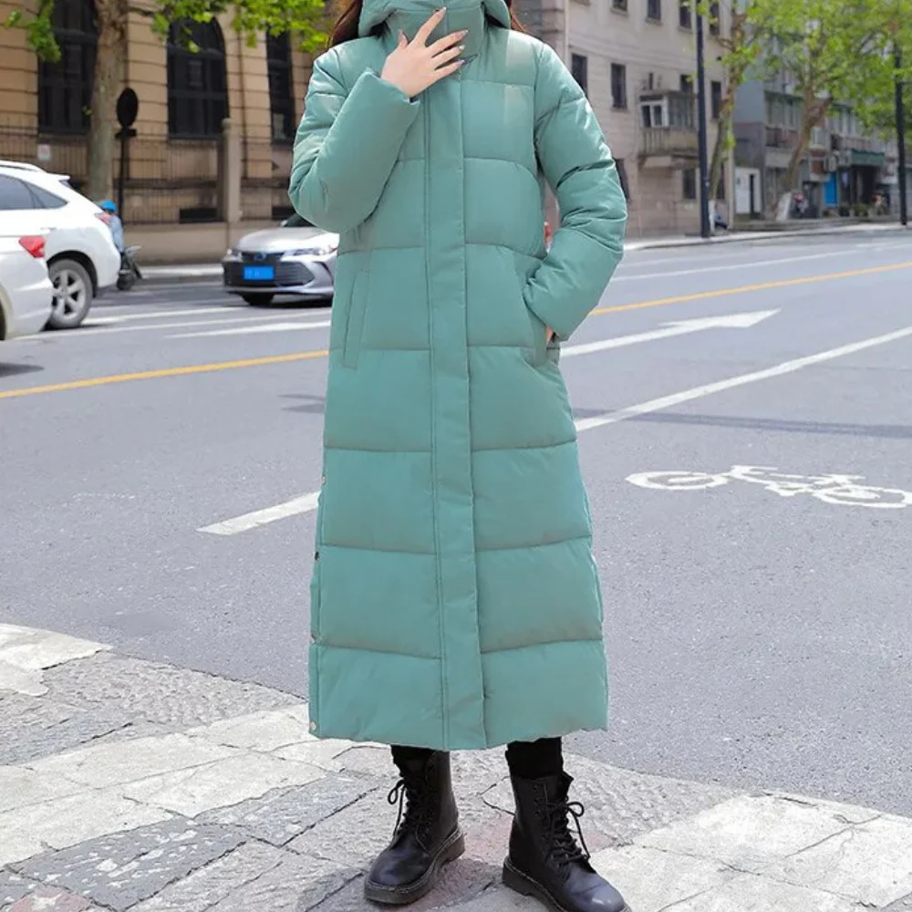 Damen Maxi Puffer-Mantel - Kapuze mit Durchgehendem Reißverschluss - Image 4