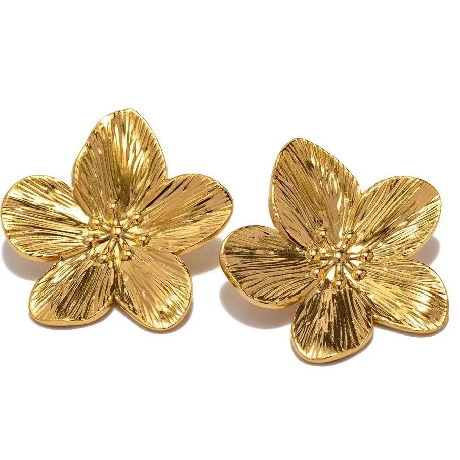 Damen Ohrstecker Blume - Statement Schmuck mit Strukturiertem Finish - Image 3