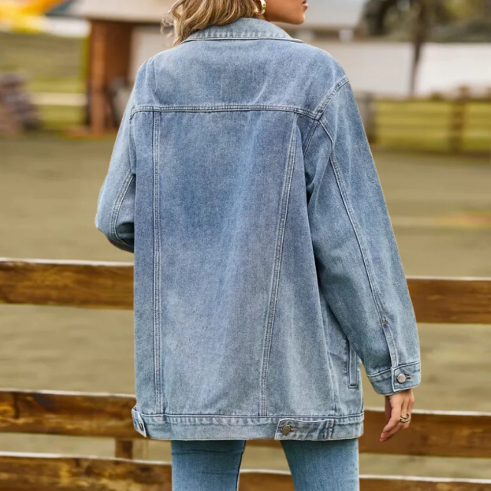 Damen Oversized Jeansjacke - Klassischer Vintage-Stil - Image 2