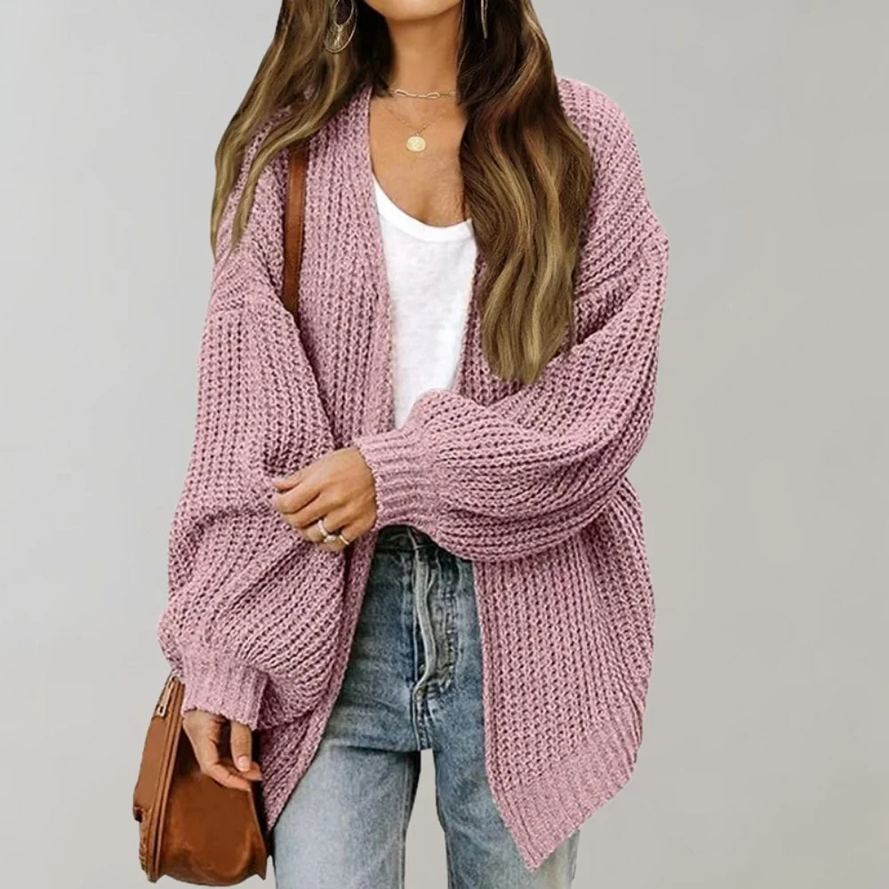 Damen Oversized-Strickjacke – Stil mit offener Vorderseite - Image 4