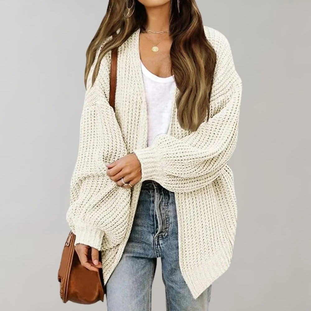 Damen Oversized-Strickjacke – Stil mit offener Vorderseite - Image 5