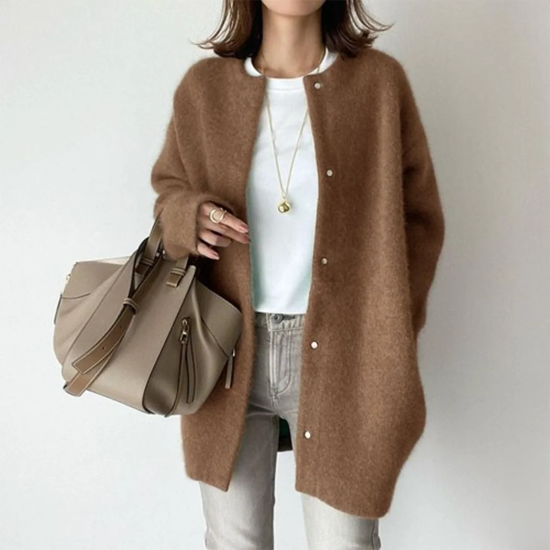Damen Oversized-Strickjacke – Warme Oberbekleidung - Image 3