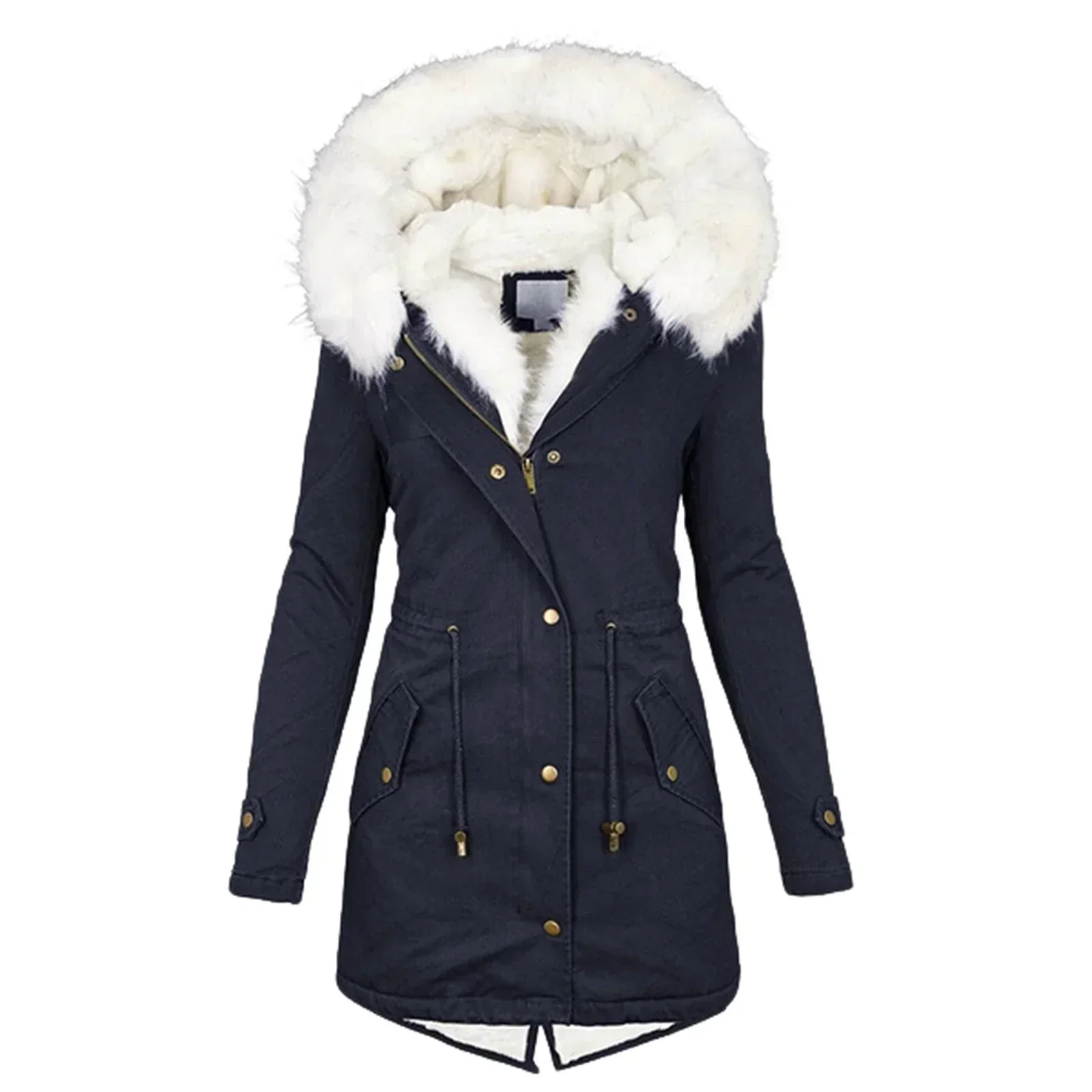 Damen Parka Wintermantel - Tailliert & Kapuze - Image 4