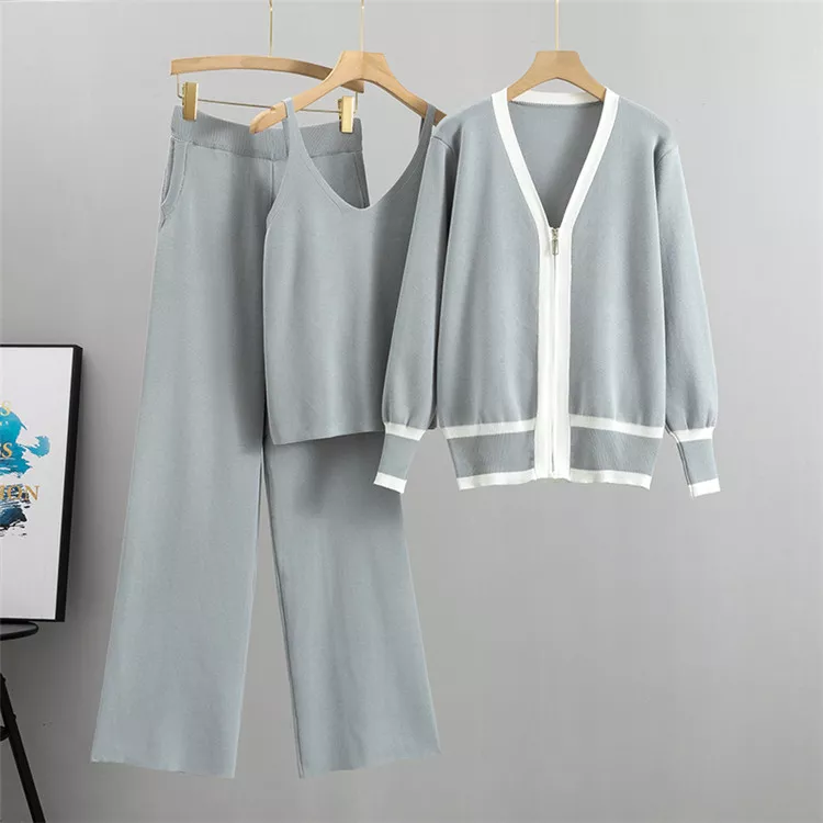 Damen Passendes 3-teiliges Set - Cardigan, Ärmelloses Top & Hose - Image 3