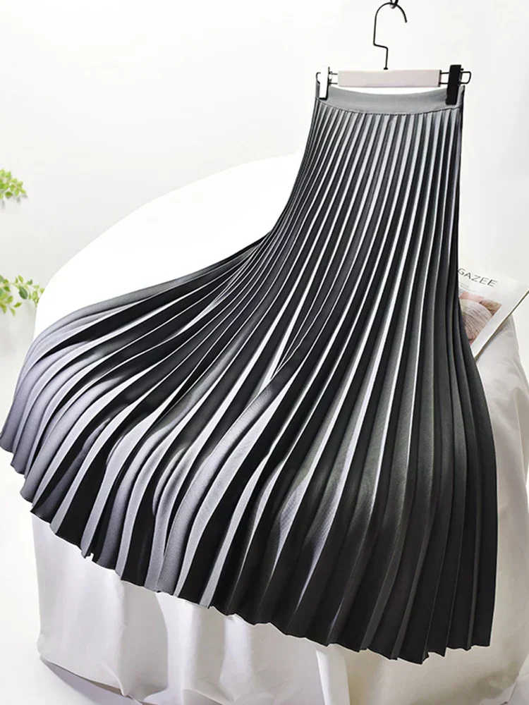 Damen Plissierter Midi Rock - Hochtailliert mit Elastischem Bund - Image 3