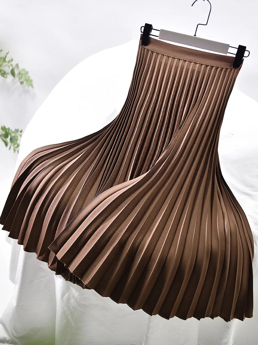 Damen Plissierter Midi Rock - Hochtailliert mit Elastischem Bund - Image 4