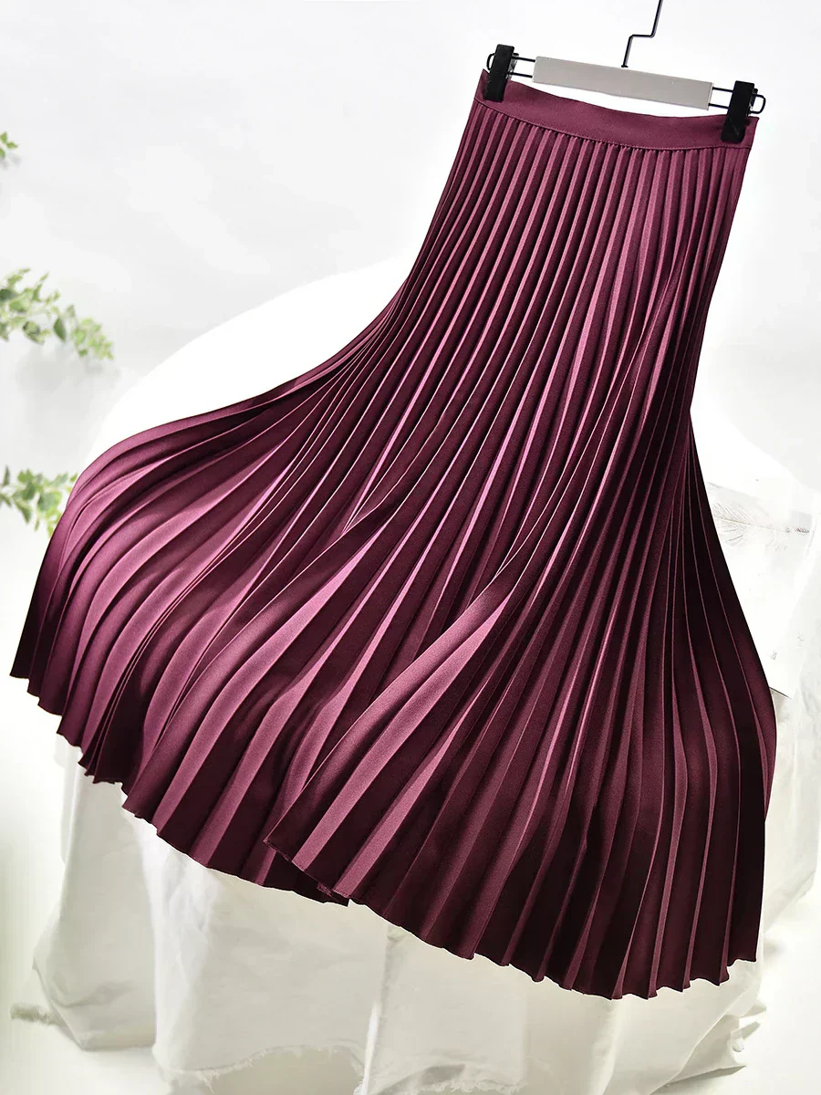 Damen Plissierter Midi Rock - Hochtailliert mit Elastischem Bund - Image 7