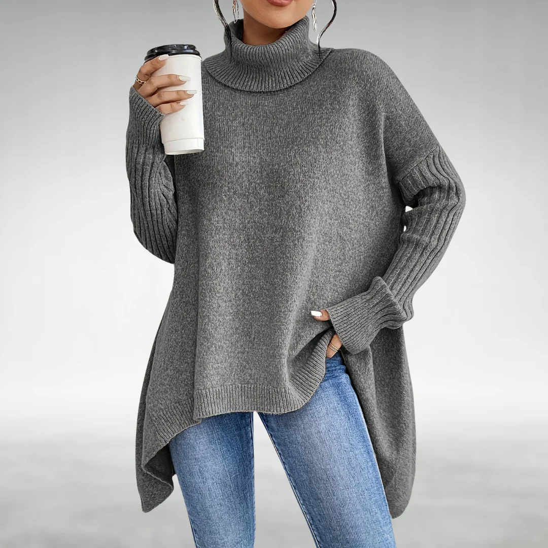 Damen Rollkragen Strickpullover – Oversize und Long