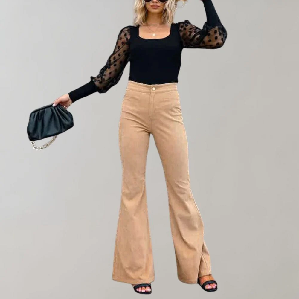 Damen Schlagjeans - High-Waist mit Knopfleiste