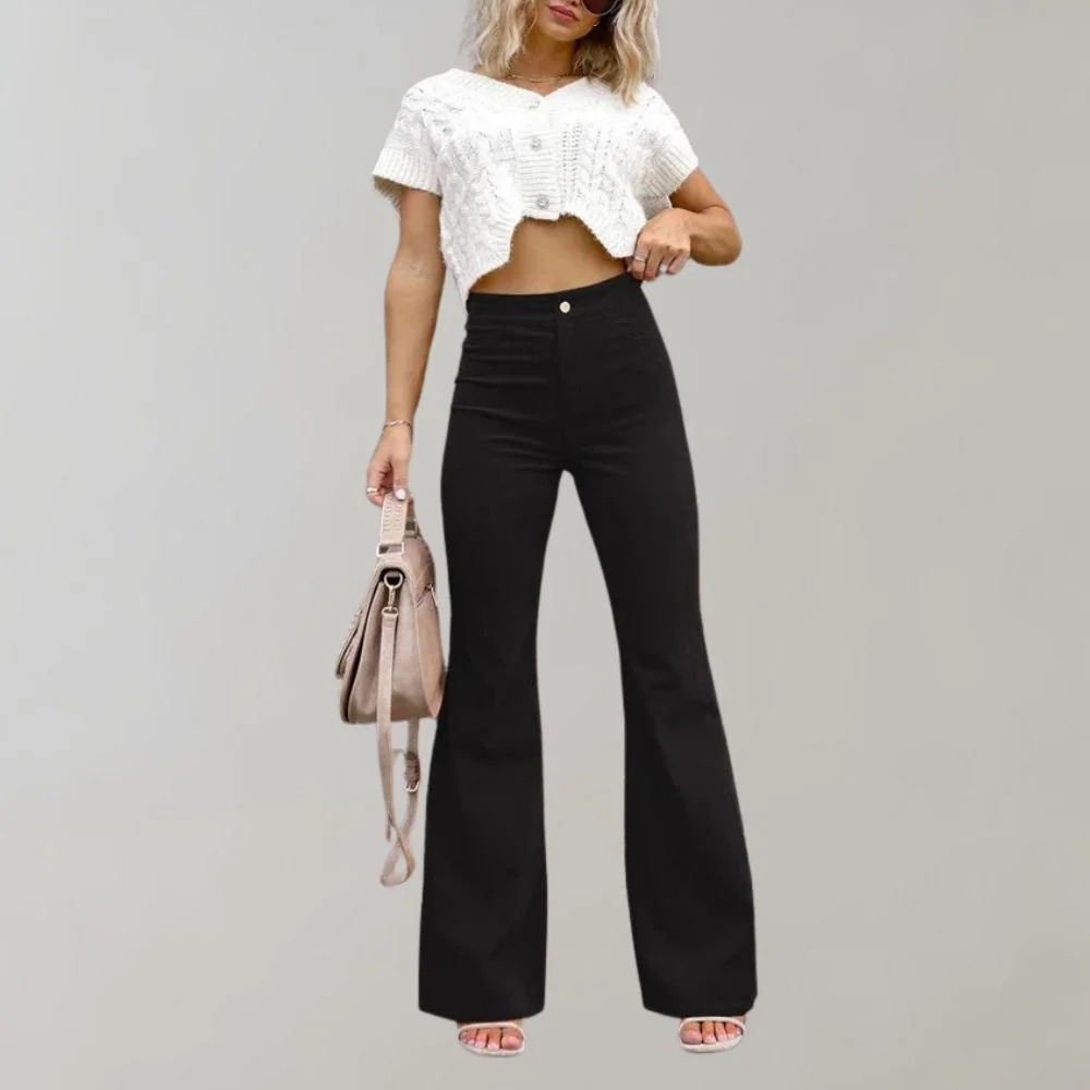 Damen Schlagjeans - High-Waist mit Knopfleiste - Image 10