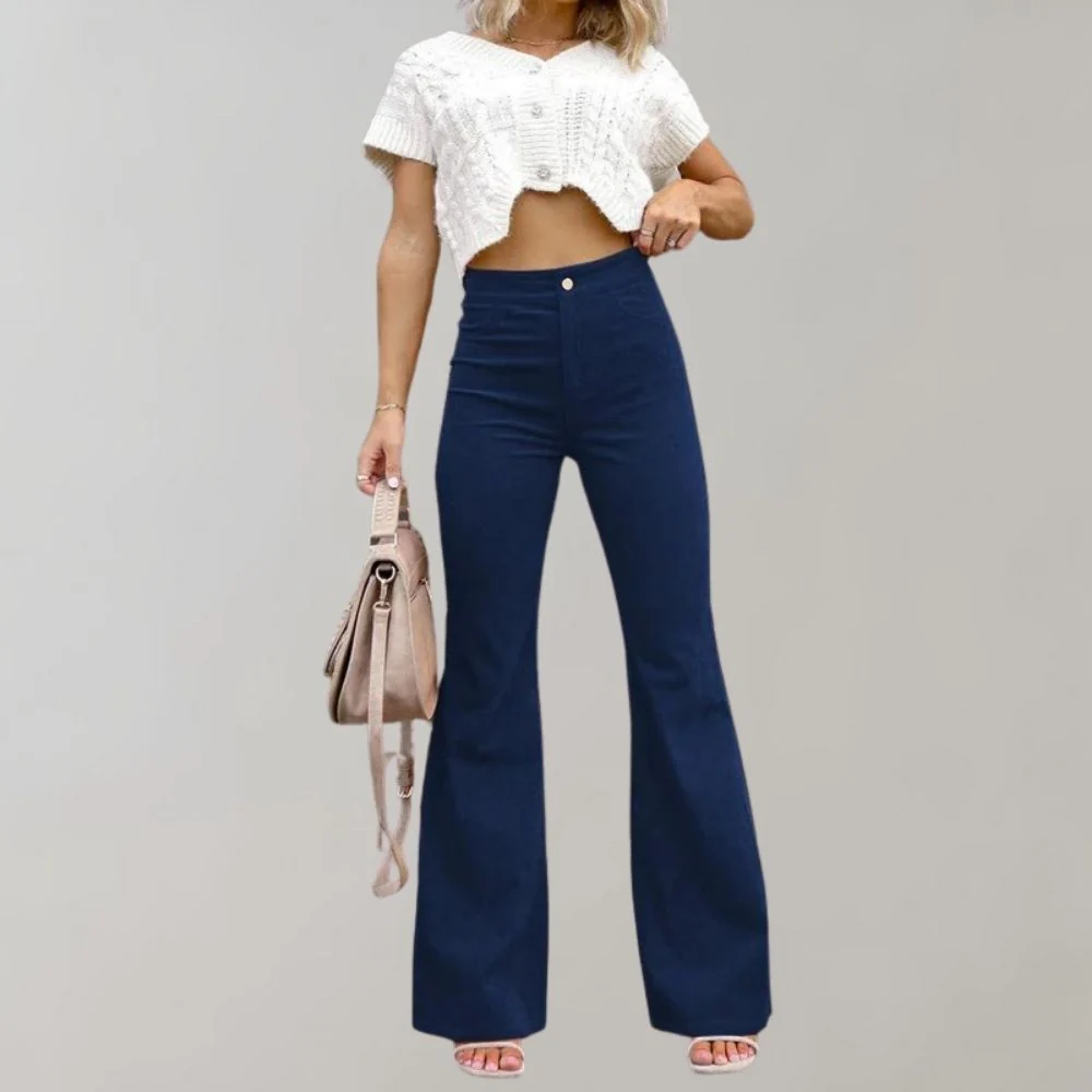 Damen Schlagjeans - High-Waist mit Knopfleiste - Image 5