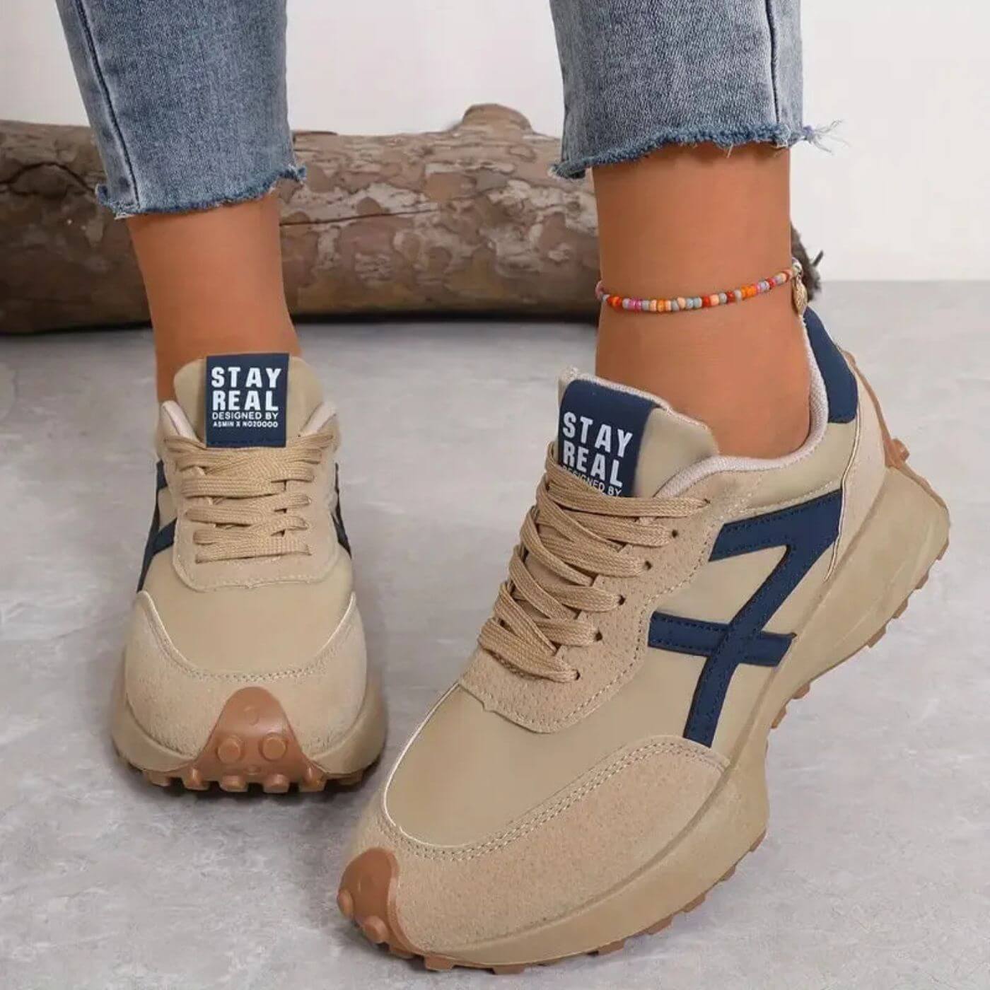 Damen Schnür-Sneaker - Chunky Sohle mit Kontrast-Panel - Image 2