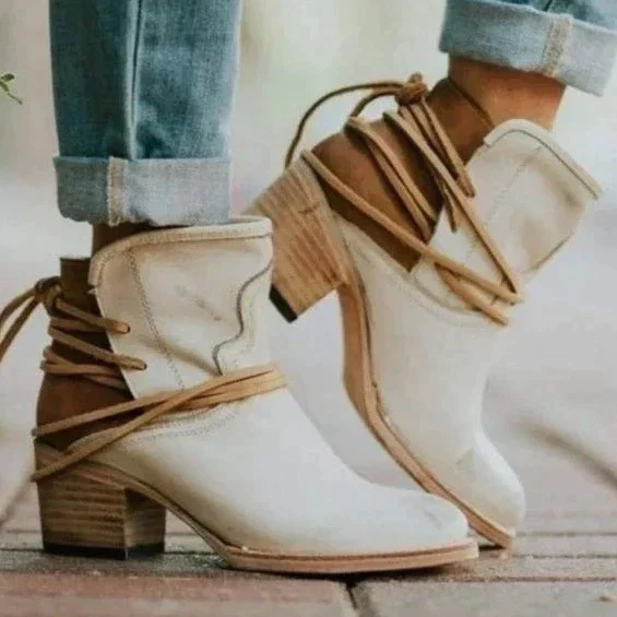 Damen Stiefeletten im Western-Stil - Schnürdetails & Blockabsatz - Image 2
