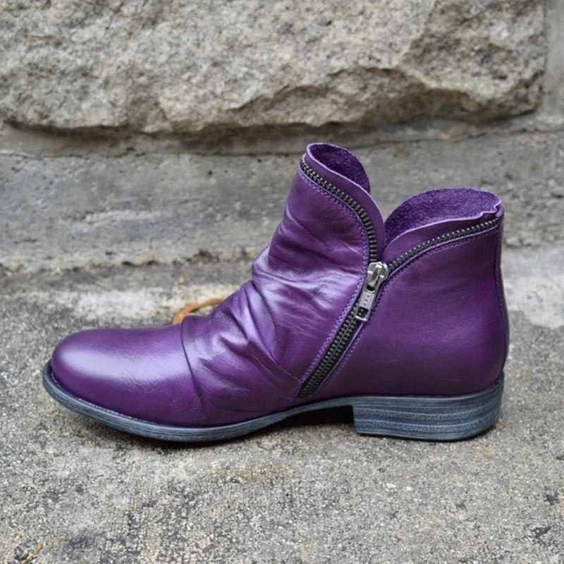 Damen Stiefeletten mit gerafftem Stil - Falten & seitlicher Reißverschluss - Image 5
