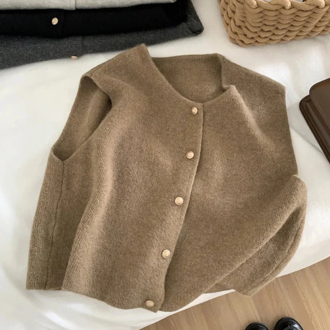 Damen Strick Tailored Gilet - Geknöpfte Oberteil - Image 3
