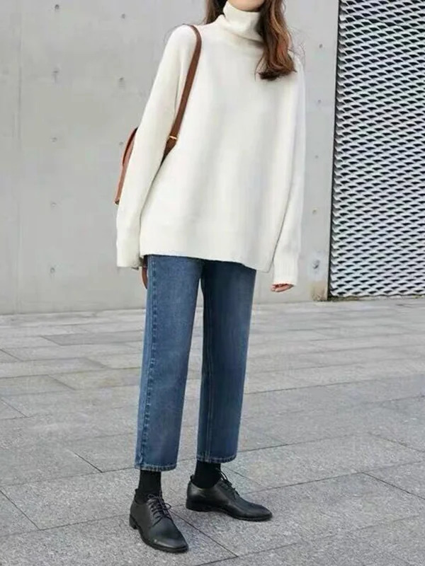 Damen Strickpullover - Rollkragen mit Übergroßem Schnitt - Image 2