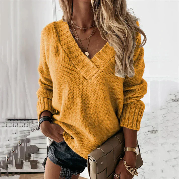 Damen V-Ausschnitt Strickpullover - Gemütlich & Bequem - Image 2