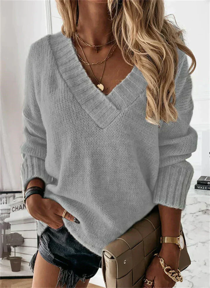Damen V-Ausschnitt Strickpullover - Gemütlich & Bequem - Image 6
