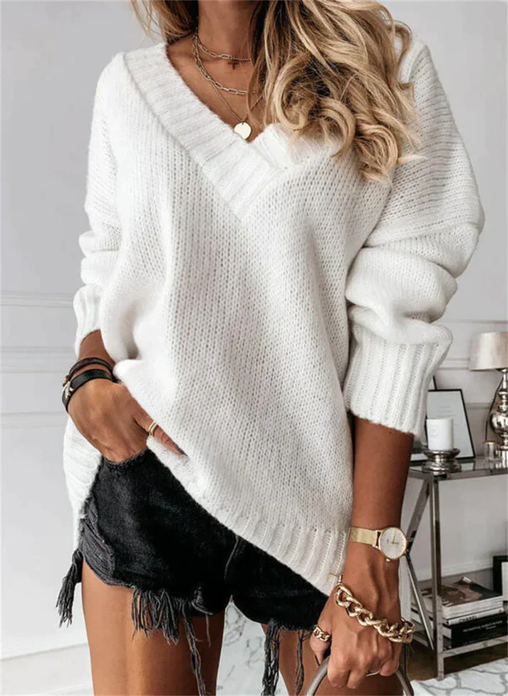 Damen V-Ausschnitt Strickpullover - Gemütlich & Bequem - Image 8